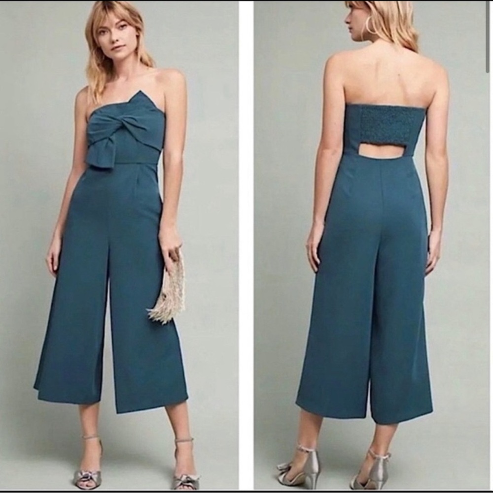 ANTHROPOLOGIE Hailee C Beatty Bow Strapless Jumpsuit Size 2